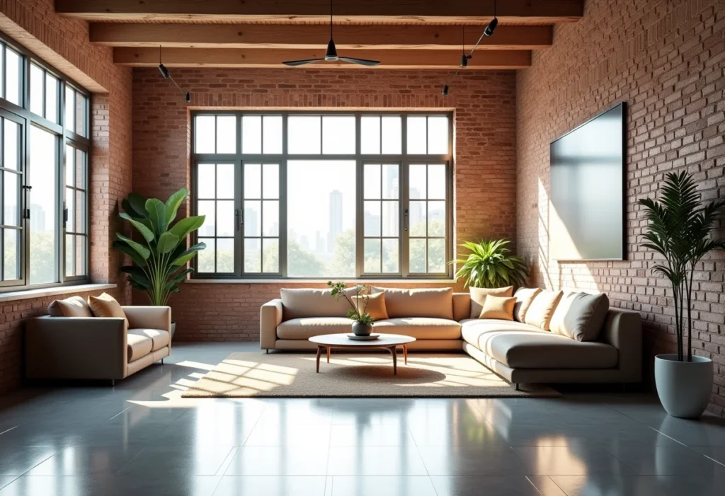 Loft moderno com parede de tijolinho aparente