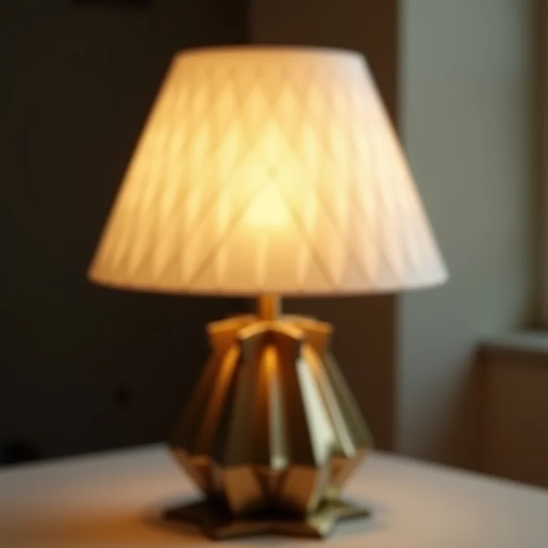 Luminária de mesa Art Déco com design geométrico e luz suave