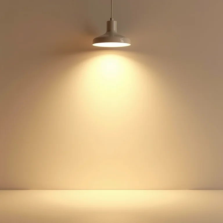 Luminária iluminando parede em tons neutros