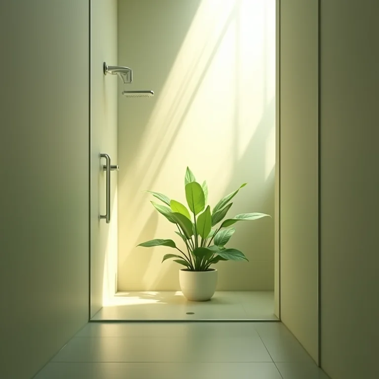 Luz solar iluminando planta no banheiro