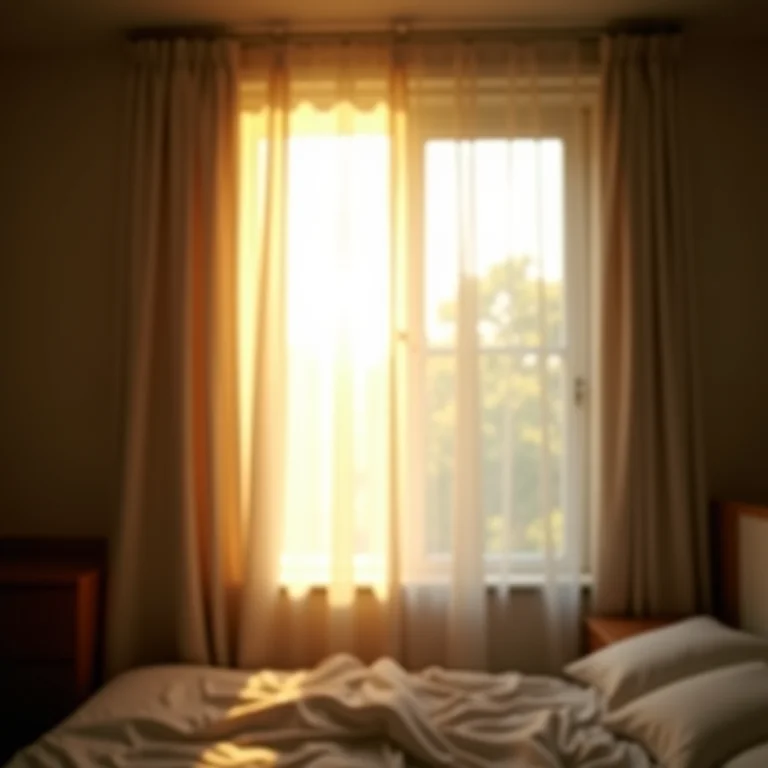 Luz solar intensa invadindo o quarto