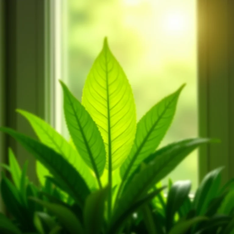 Luz solar nutrindo uma planta verde vibrante.