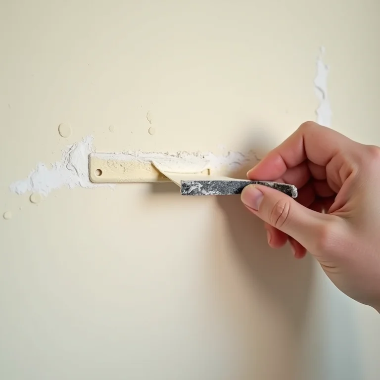 Mão alisando massa de drywall em uma junta