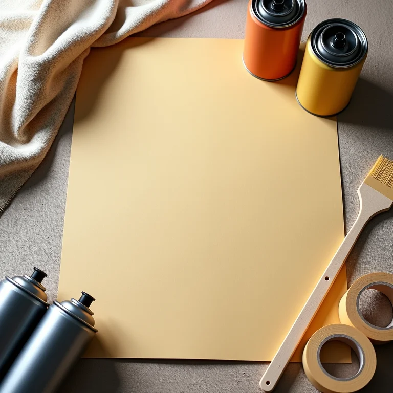 Materiais necessários para usar tinta spray: lixa, fita crepe, etc.