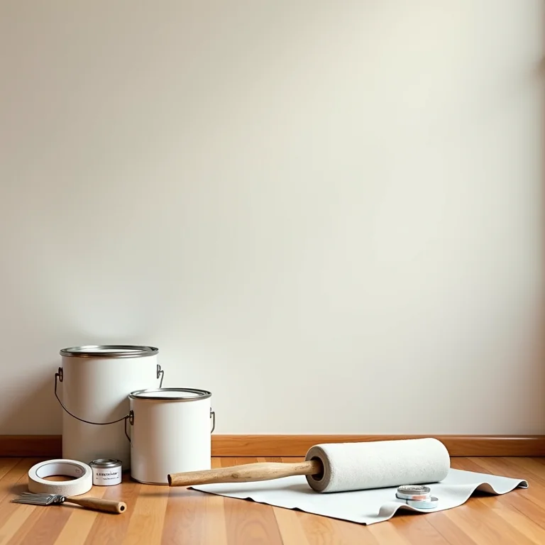 Materiais para pintura: tintas, pincéis, rolos e fitas