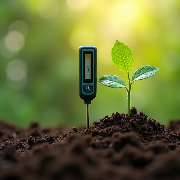 Medidor de umidade do solo em um jardim de inverno.