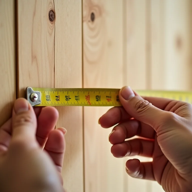 Medindo a área para instalar boiserie.