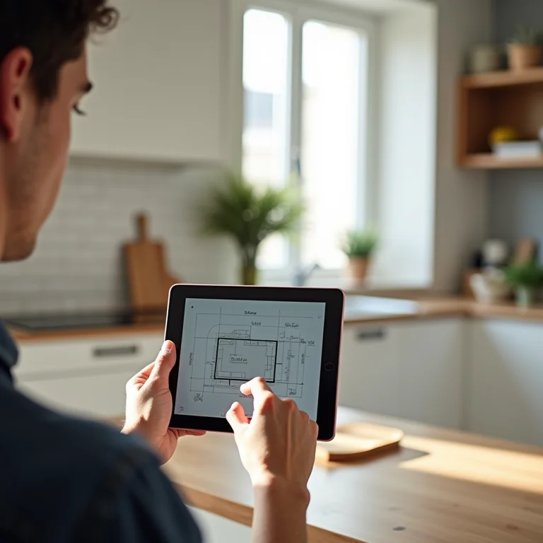 Medindo espaço da cozinha com aplicativo