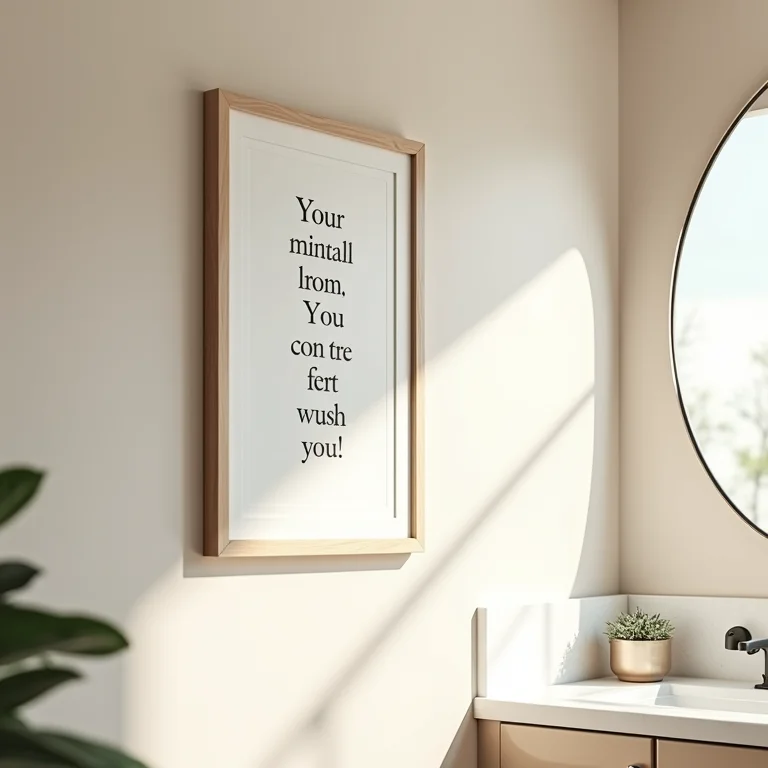 Mensagem positiva em um quadro no banheiro, inspirando e motivando.