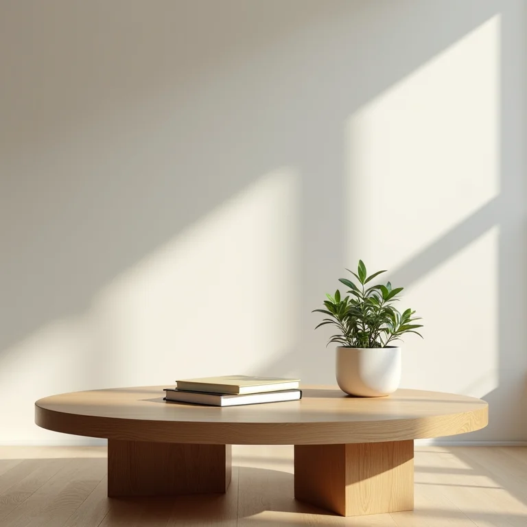 Mesa de centro com poucos objetos, estilo minimalista