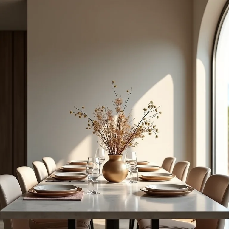 Mesa de jantar moderna e bem decorada