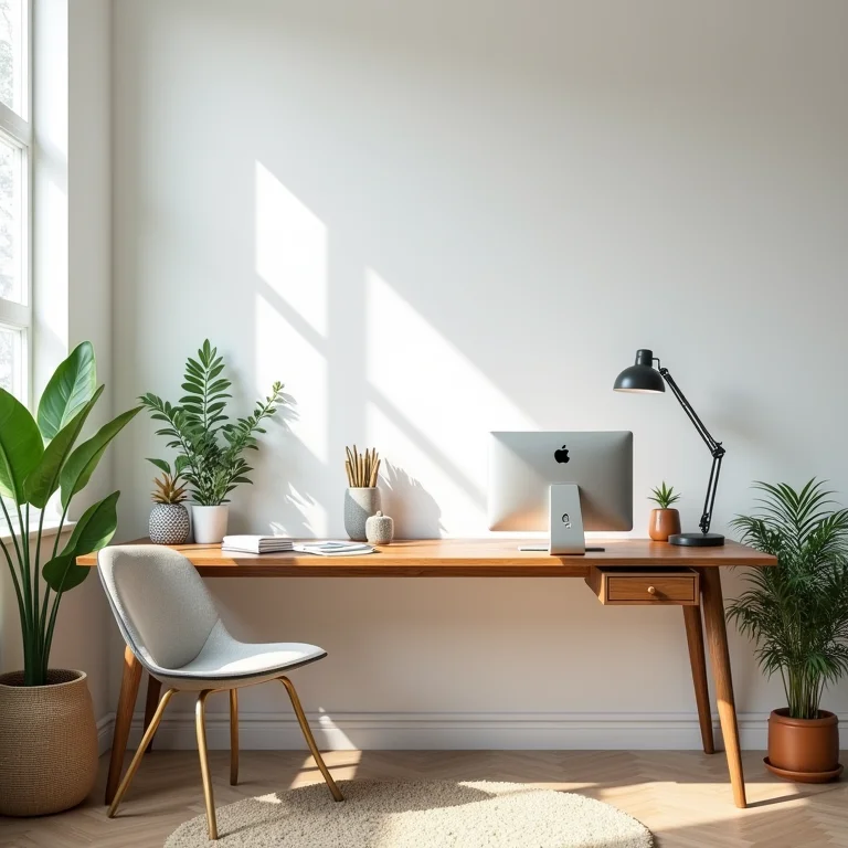 Mesa dividida com espaços de trabalho definidos em home office