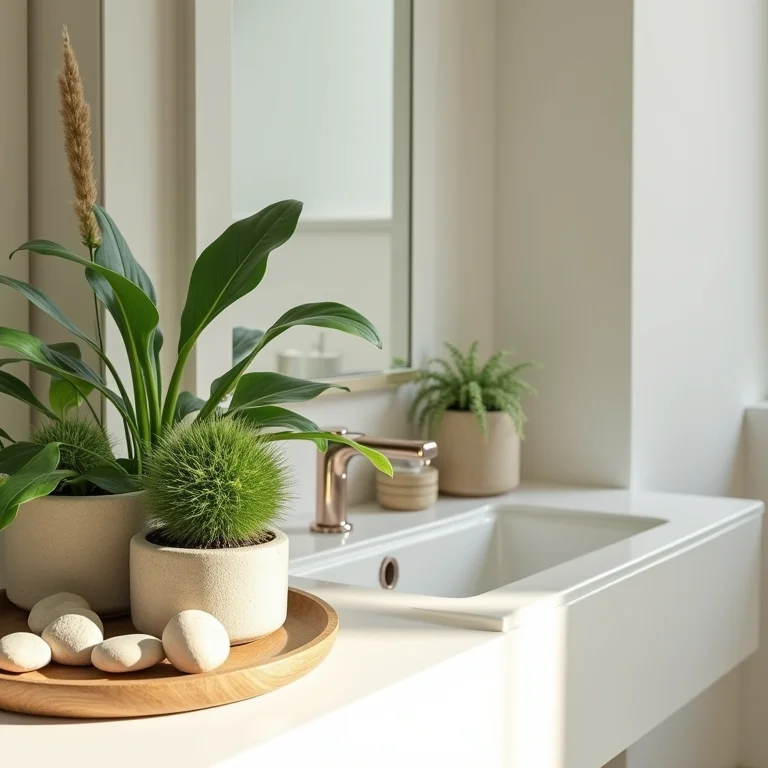 Mini-jardim no banheiro escondendo cano do vaso