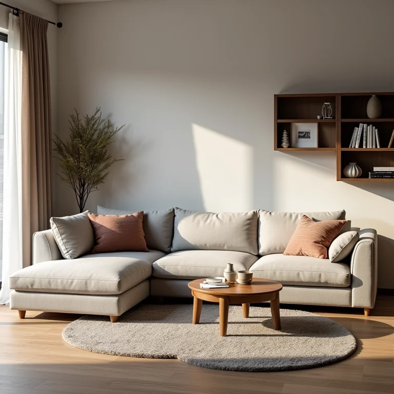 Mobiliário inteligente para uma sala de estar confortável e funcional.