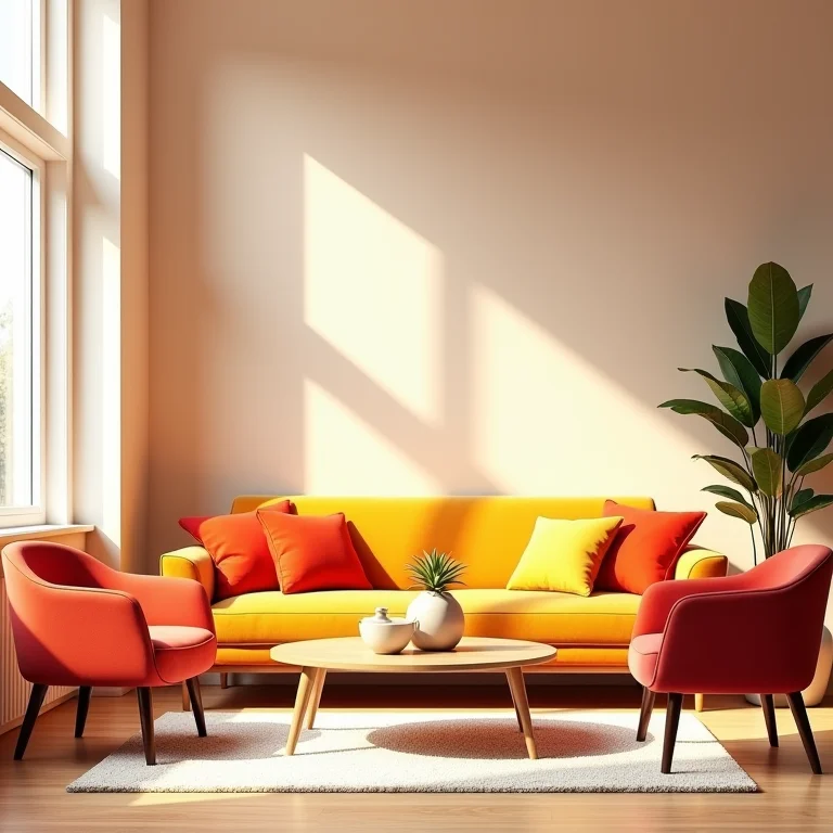 Mobiliário retrô em ambiente moderno