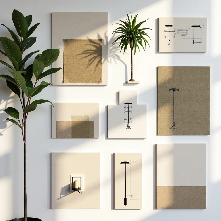 Mood board para design de iluminação de jardim.