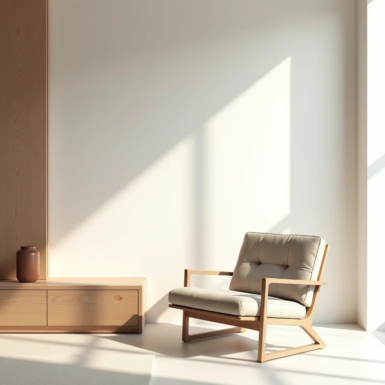 Móveis minimalistas com linhas limpas e formas geométricas