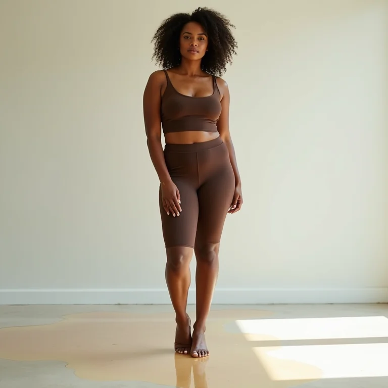 Mulher confiante em um piso de porcelanato líquido