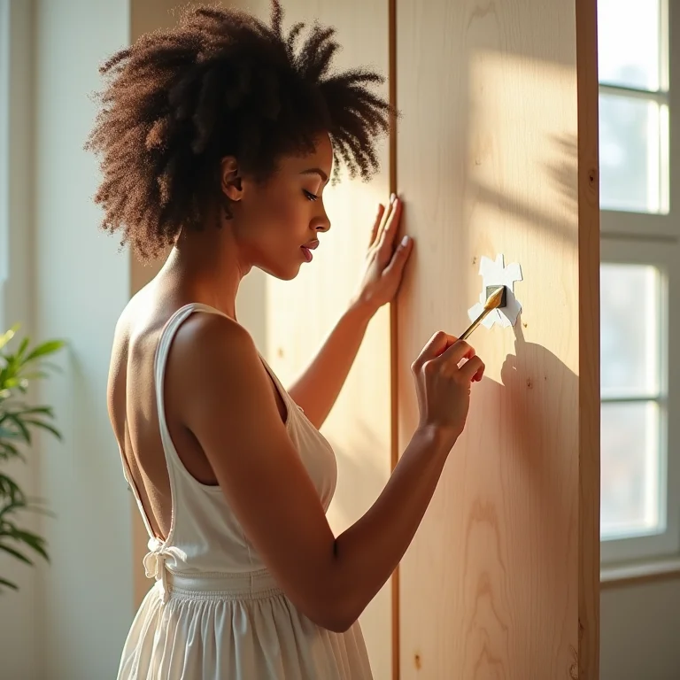 Mulher customizando biombo para banheiro