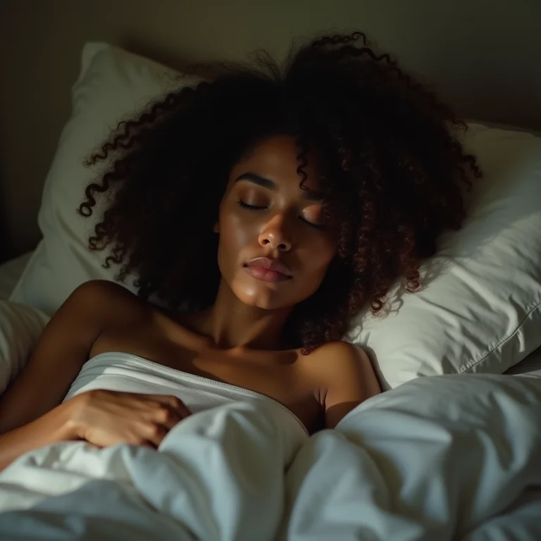 Mulher dormindo em posição incorreta na cama, simbolizando desconforto e má energia no Feng Shui.