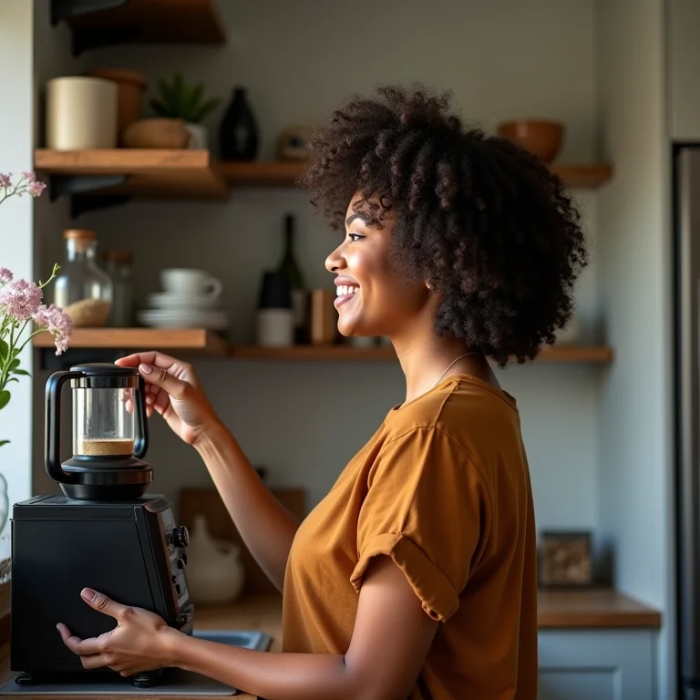 Mulher escolhendo cafeteira ideal