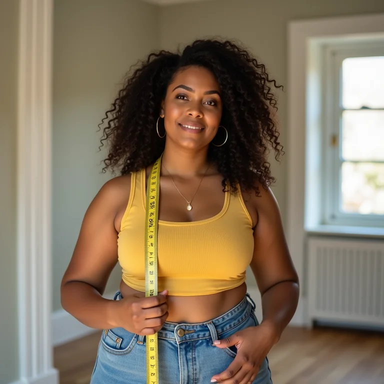 Mulher medindo o ambiente para escolher o ar condicionado