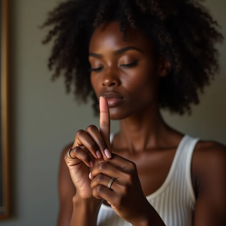 Mulher negra utilizando uma fechadura biométrica