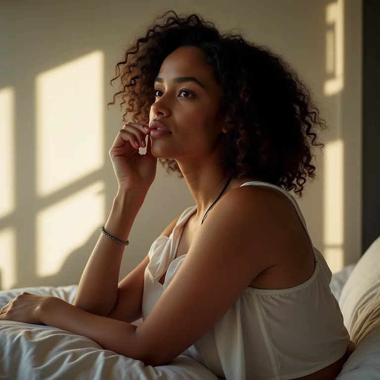 Mulher pensando em prioridades para o quarto