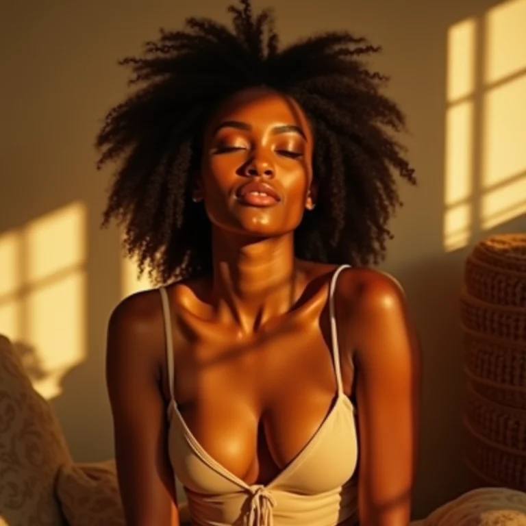 Mulher relaxando em quarto com cores que aquecem a alma