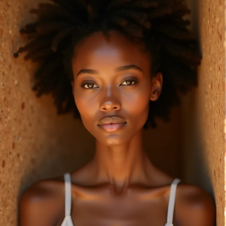 Mulher sorrindo em ambiente com paredes de cortiça