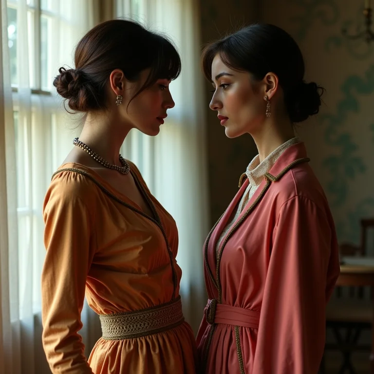 Mulheres comparando roupas retrô e vintage