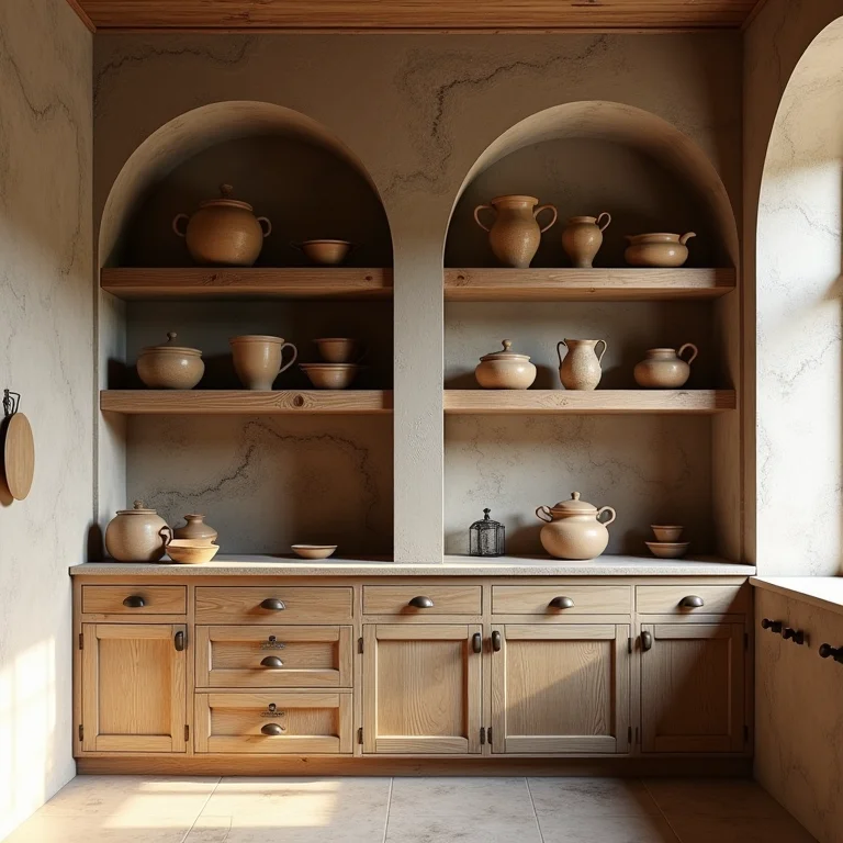 Nichos rústicos com madeira de demolição na cozinha