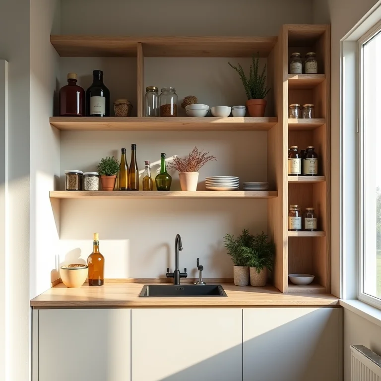 Nichos verticais para otimizar pequenos espaços na cozinha
