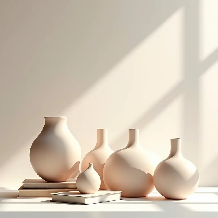 Objetos de decoração dispostos de forma assimétrica