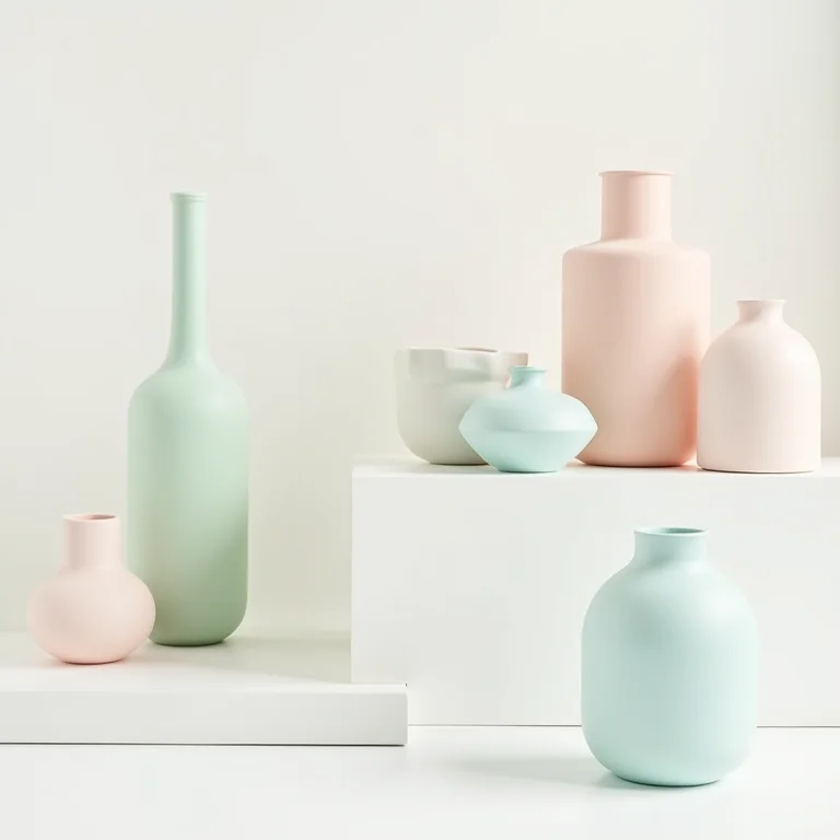 Objetos decorativos em tons pastel modernos
