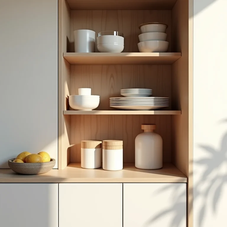 Organização eficiente dentro de um armário de canto.