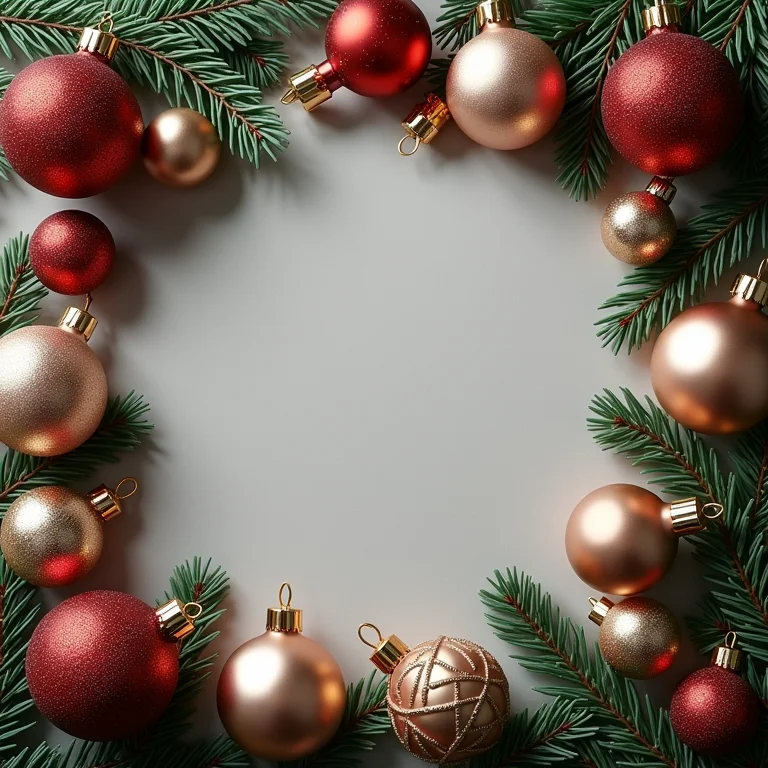 Ornamentos de Natal diversos em estilo flat lay