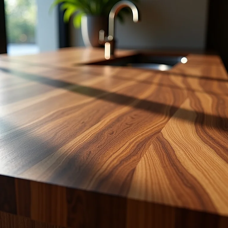 Padrão exótico de bancada de madeira rara