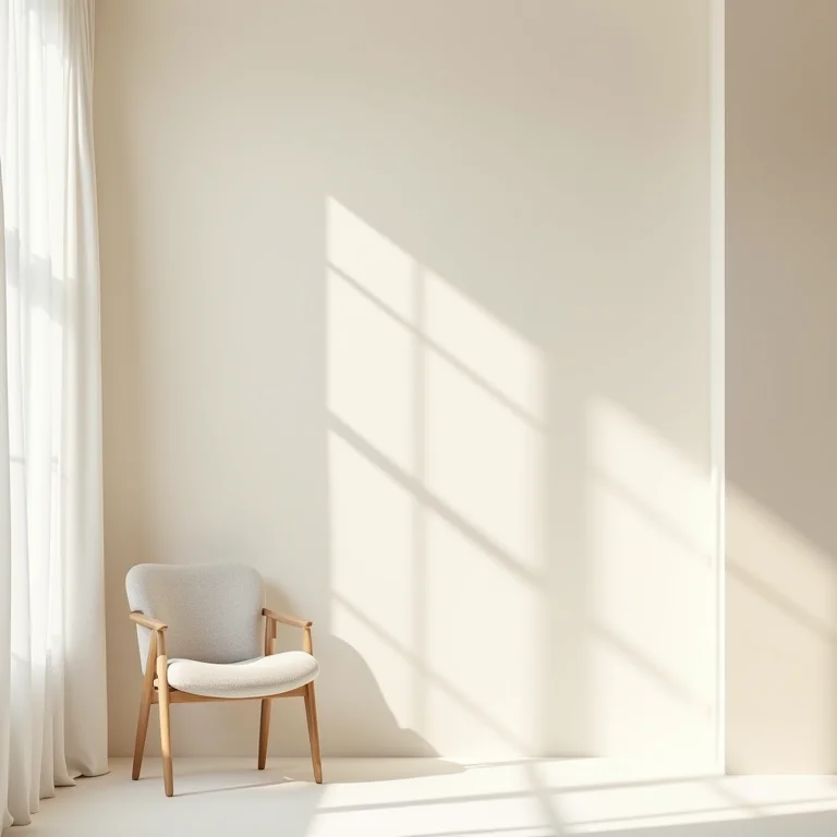 Paleta de cores neutras para uma sala de estar relaxante.