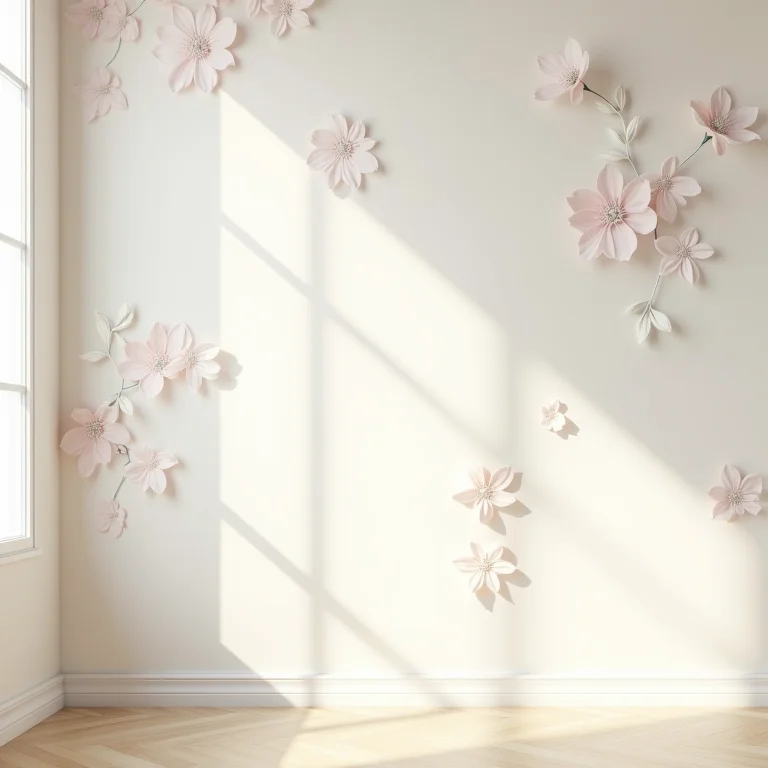 Papel de parede 3D em TNT com delicado padrão floral