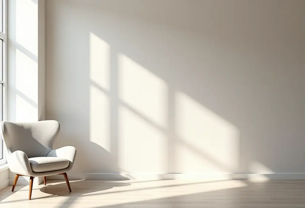 Parede de sala moderna com textura grafiato