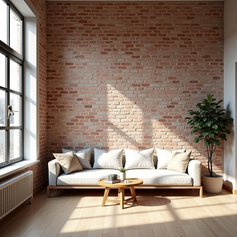 Parede de tijolinho em apartamento moderno
