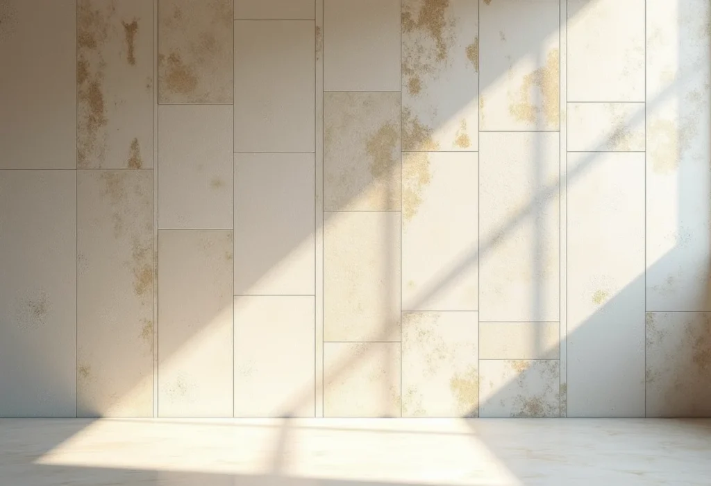 Parede revestida com pedras naturais em tons neutros