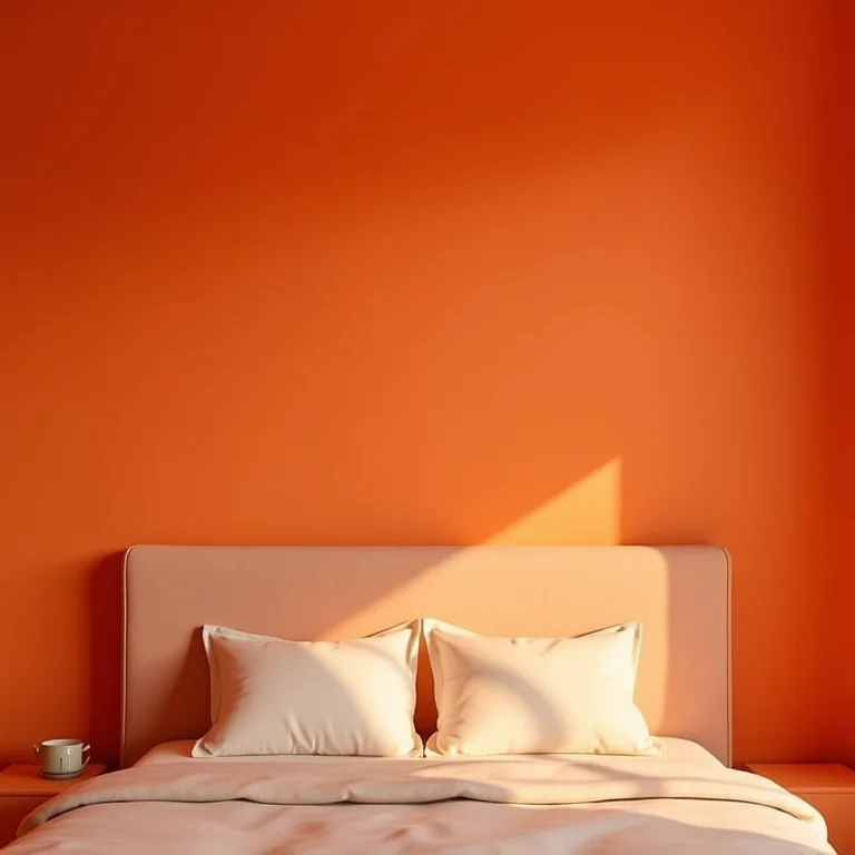 Paredes em tons de terracota para um quarto cheio de calor