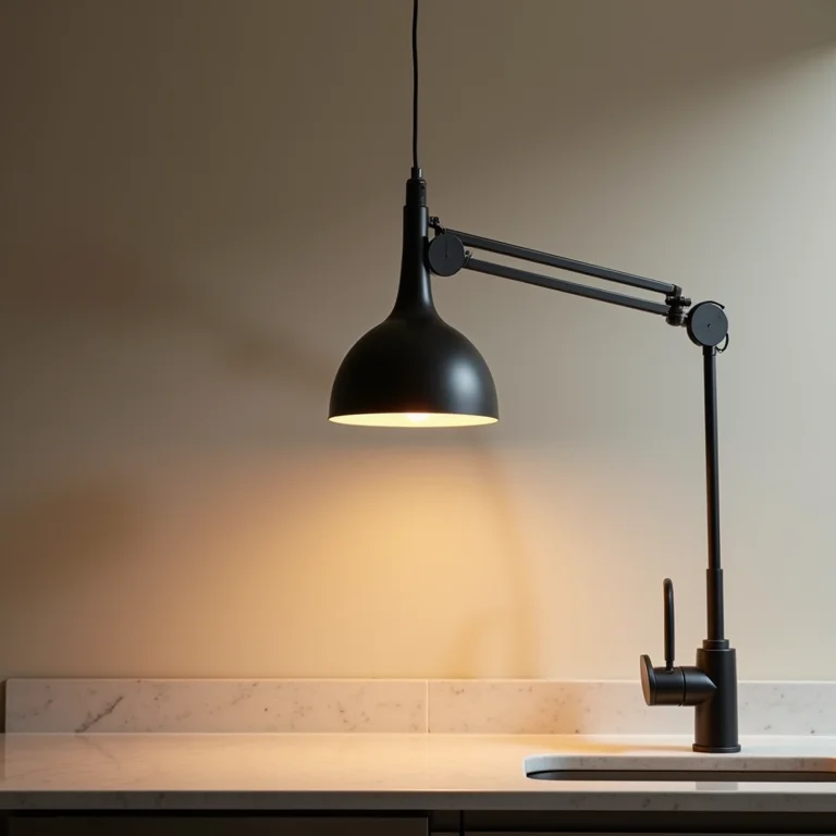 Pendente articulado ajustável em cozinha