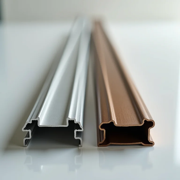 Perfis de alumínio e PVC.