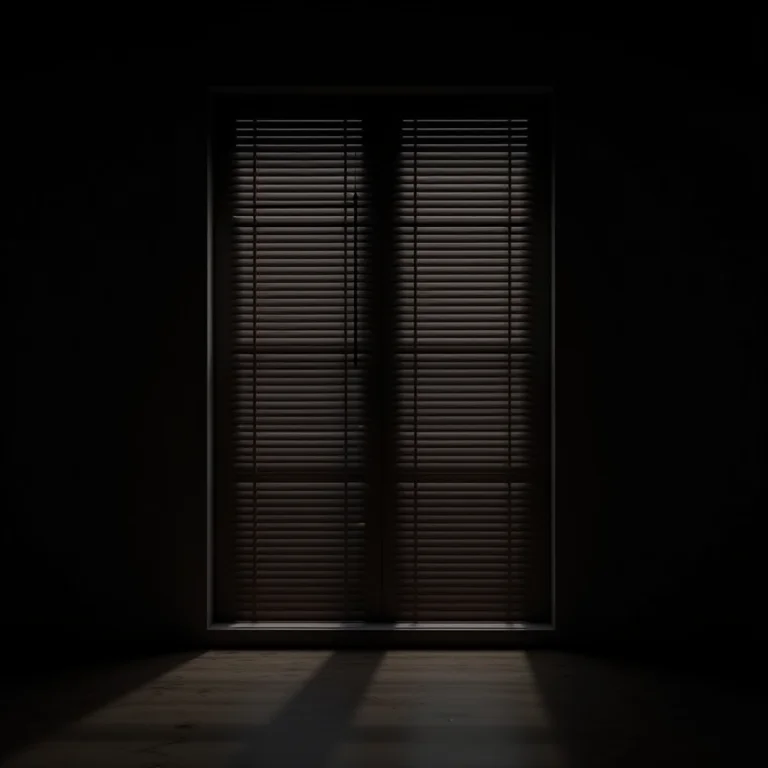 Persianas de madeira escura fechadas bloqueando a luz