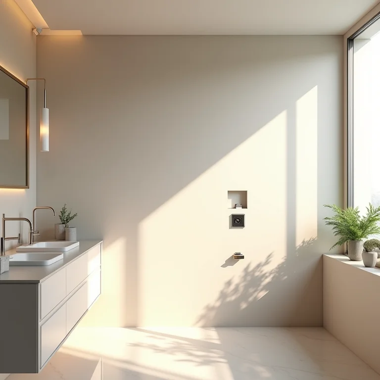 Pintura setorizada destacando área do chuveiro em banheiro