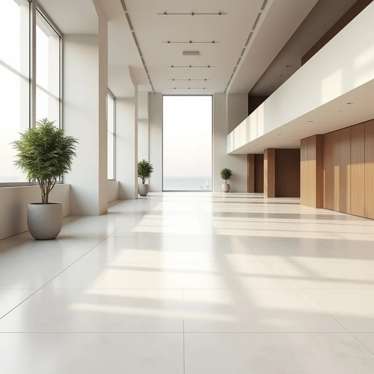 Piso fulget em área de alto tráfego, demonstrando sua durabilidade e resistência.