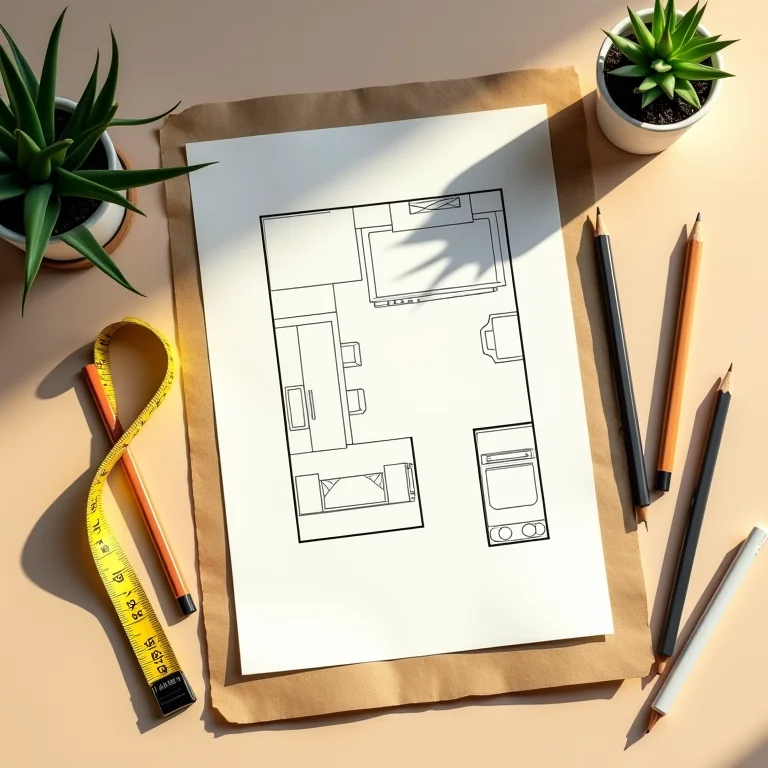 Planta baixa de cozinha com medidas e materiais para reforma.